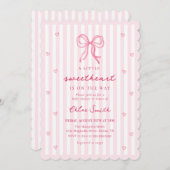 Little Sweetheart Pink Bow Baby Shower Invitation 招待状 (正面/裏面)