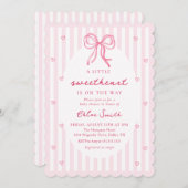Little Sweetheart Pink Bow Baby Shower Invitation 招待状 (正面/裏面)