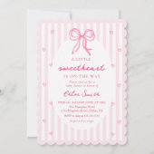 Little Sweetheart Pink Bow Baby Shower Invitation 招待状 (正面)