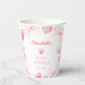 Little Sweetheart Pink Bow Girl Baby Shower 紙コップ (正面)