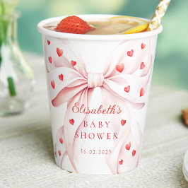 Little Sweetheart Pink Bow Girl Baby Shower 紙コップ