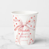 Little Sweetheart Pink Bow Girl Baby Shower 紙コップ (裏面)