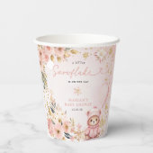 Little Sweetheart Pink Floral Bear Baby Shower  紙コップ (裏面)