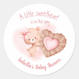 Little Sweetheart Pink Girl Baby Shour ラウンドシール