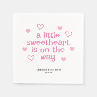 Little Sweetheart Pink Girl Baby Shower Napkins スタンダードカクテルナプキン
