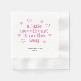 Little Sweetheart Pink Girl Baby Shower Napkins 縁ありカクテルナプキン
