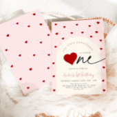 Little Sweetheart Pink Red 1st Birthday 招待状