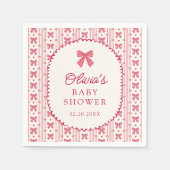 Little Sweetheart Pink Red Bow Baby Shower スタンダードカクテルナプキン (正面)