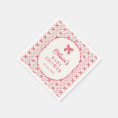 Little Sweetheart Pink Red Bow Baby Shower スタンダードカクテルナプキン (角)