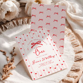 Little Sweetheart Pink Red Bow First Birthday 招待状