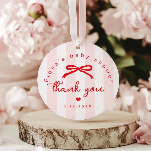 Little Sweetheart Pink Red Valentines Baby Shower フェイバータグ
