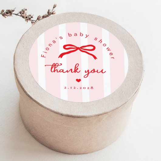 Little Sweetheart Pink Red Valentines Baby Shower ラウンドシール