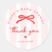 Little Sweetheart Pink Red Valentines Baby Shower ラウンドシール (正面)