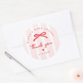 Little Sweetheart Pink Red Valentines Baby Shower ラウンドシール (封筒)