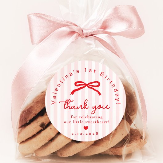 Little Sweetheart Pink Red Valentines birthday  ラウンドシール