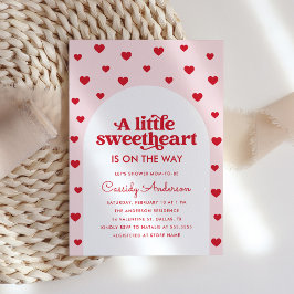 Little Sweetheart Pink Valentine's Baby Shower 招待状