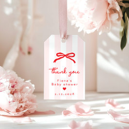 Little Sweetheart Red Bow Valentines Thank you ギフトタグ