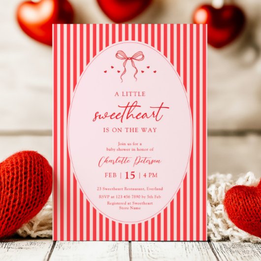 Little Sweetheart Retro Baby Shower Invitation 招待状