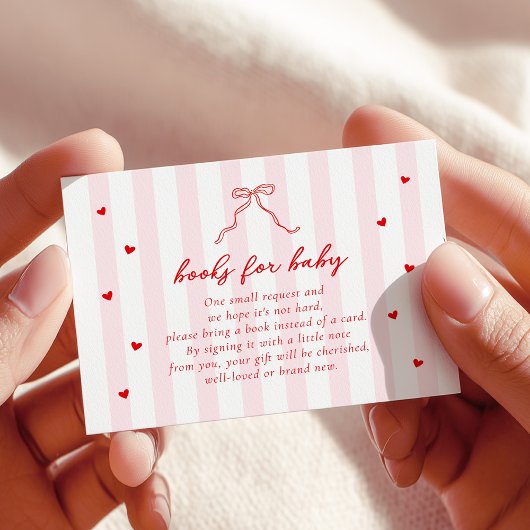 Little Sweetheart Stripes Bow Books for Baby Card エンクロージャーカード