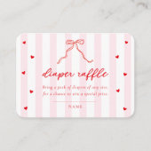 Little Sweetheart Stripes & Bow Diaper Raffle Card エンクロージャーカード (正面)