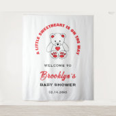 Little Sweetheart Teddy Bearベビーシャワー背景 タペストリー (正面)