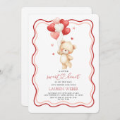 Little Sweetheart Teddy Bear Baby Shower Invita 招待状 (正面/裏面)