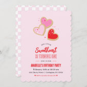 Little Sweetheart Valentine 1st Birthday Party 招待状 (正面/裏面)