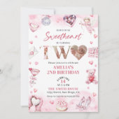 Little Sweetheart Valentine 2nd Birthday Photo 招待状 (正面)