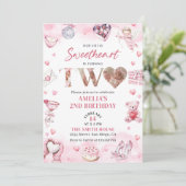 Little Sweetheart Valentine 2nd Birthday Photo 招待状 (スタンド正面)