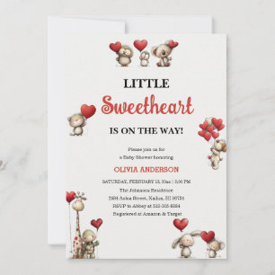 Little Sweetheart Valentine animals Baby Shower バレ 招待状