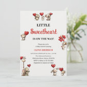 Little Sweetheart Valentine animals Baby Shower バレ 招待状 (スタンド正面)