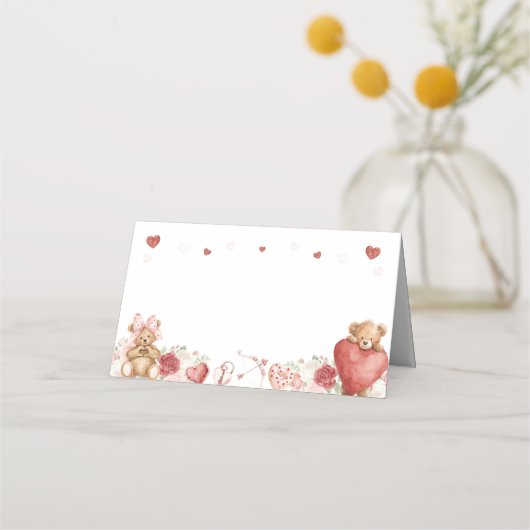 Little Sweetheart Valentine Baby Shower Folded  プレイスカード (正面)