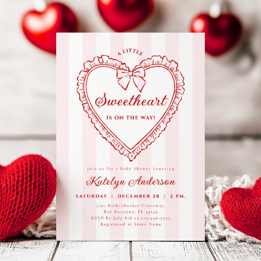 Little Sweetheart Valentine Baby Shower Invitation 招待状