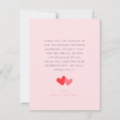 Little Sweetheart Valentine Baby Shower Thank You サンキューカード (裏面)