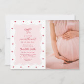 Little Sweetheart Valentine Bow Baby Shower Photo 招待状 (正面)