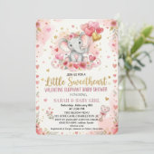 Little Sweetheart Valentine Elephant baby shower 招待状 (スタンド正面)