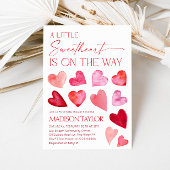 Little Sweetheart Valentine Hearts Baby Shower 招待状