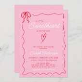 Little Sweetheart Valentinesピンク赤ベビーシャワー 招待状 (正面/裏面)