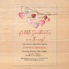 Little Sweetheart Valentinesベビーシャワー アクリル招待状