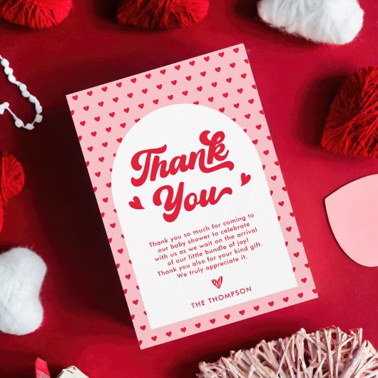 Little Sweetheart Valentinesベビーシャワー サンキューカード