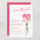 Little Sweetheart Valentinesベビーシャワー 招待状 (正面/裏面)