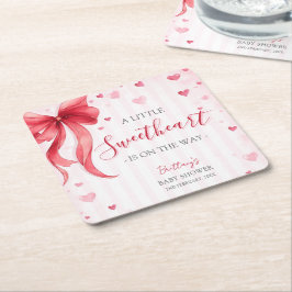 Little Sweetheart Valentines Baby Shower  スクエアペーパーコースター