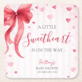 Little Sweetheart Valentines Baby Shower  スクエアペーパーコースター (正面)