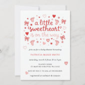 Little Sweetheart Valentines Bow Baby Shower 招待状 (正面)
