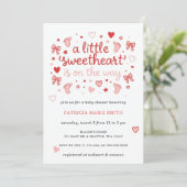 Little Sweetheart Valentines Bow Baby Shower 招待状 (スタンド正面)