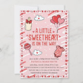 Little Sweetheart Valentines Bow Baby Shower 招待状 (正面)