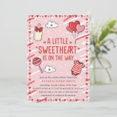Little Sweetheart Valentines Bow Baby Shower 招待状 (スタンド正面)