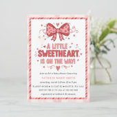 Little Sweetheart Valentines Bow Baby Shower 招待状 (スタンド正面)