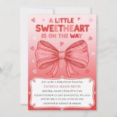 Little Sweetheart Valentines Bow Baby Shower 招待状 (正面)