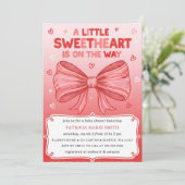 Little Sweetheart Valentines Bow Baby Shower 招待状 (スタンド正面)